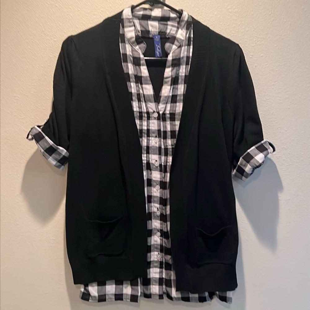 Great Northwest Indigo Cardigan With Blouse